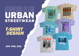 Urban Streetwear T-shirt Design Bundle, Eps, Png, Svg
