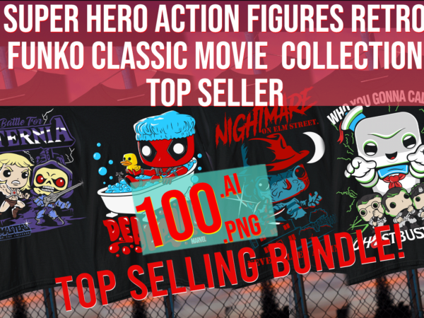 Super hero action figures retro funko classic movie collection top seller trending fan art parody t shirt template vector