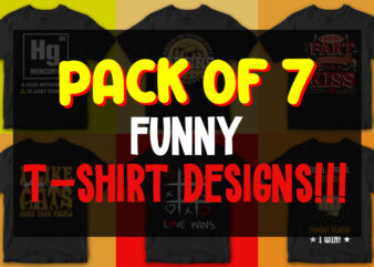 Instant Download, HUGE Discount, Funny T-Shirt Designs, Pack Of 7, Beer, Cats, etc