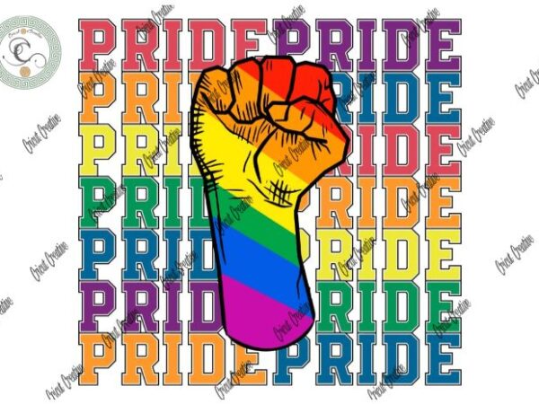 Lgbt pride rainbow strong hand svg & lgbt month shirt cameo htv prints t shirt vector graphic