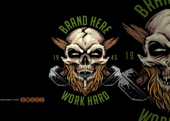 Hard work skull mascot logo mascot Illustrations