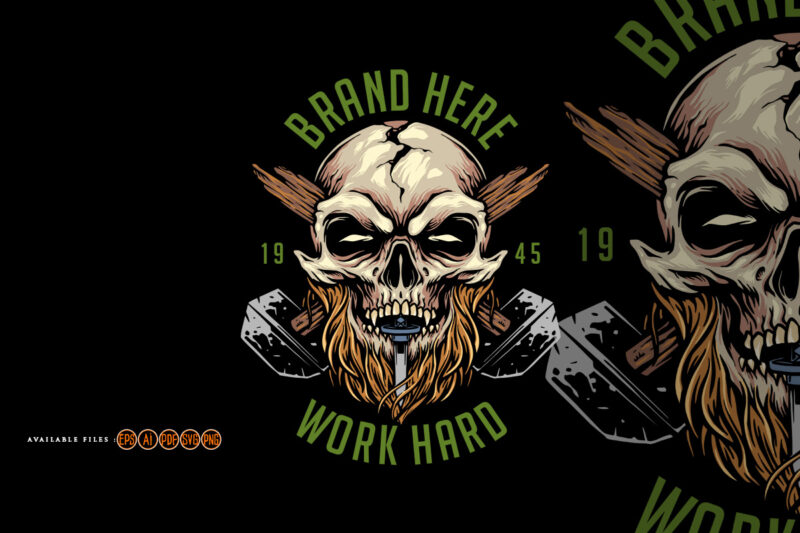 Hard work skull mascot logo mascot Illustrations