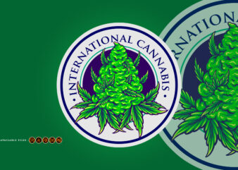 International cannabis Plant vintage logo badge Illustrations