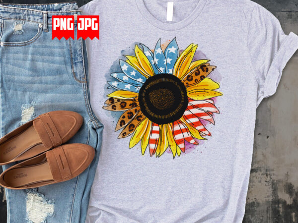 Usa patriotic sun flower t-shirt design