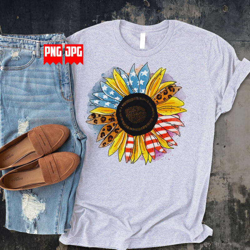 USA Patriotic Sun Flower T-shirt Design