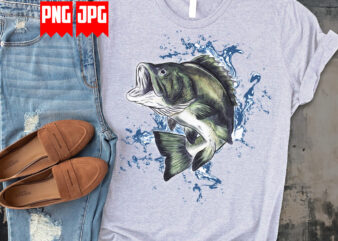 US Bass Fish Watercolor Artwork – Digital Illustration t shirt vector graphic