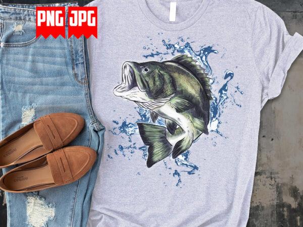 Us bass fish watercolor artwork – digital illustration t shirt vector graphic