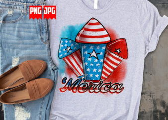 4th of July Merica T-shirt Design for Sublimation, GTG and Transfer