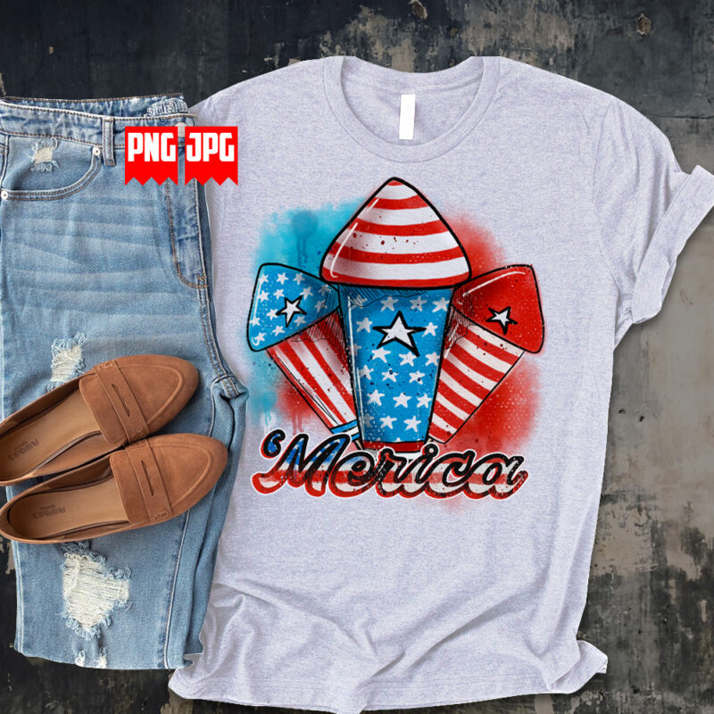 4th of July Merica T-shirt Design for Sublimation, GTG and Transfer