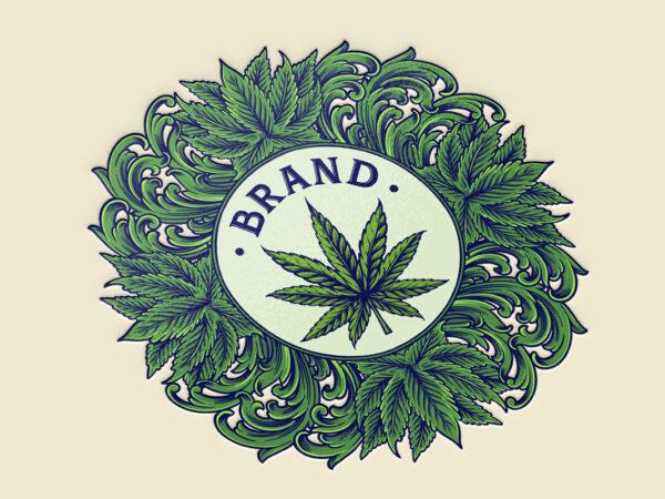 Classic luxury cannabis floral badge t shirt vector file