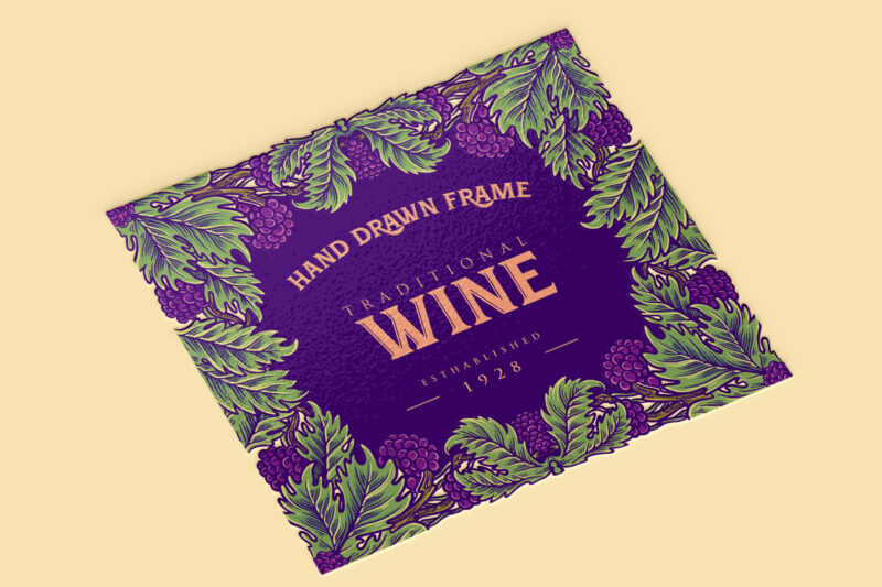 Frame vintage wine labels with floral ornate