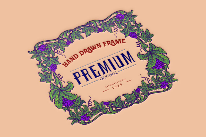 Classic frame wine labels with floral ornate