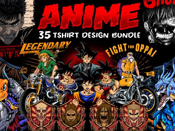 Anime illustration tshirt design bundles