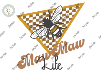 Black mom , Black mawmaw Life Diy Crafts, Yellow Triangle plaid Background svg Files For Cricut, Bee under Triangle Silhouette Files, Trending Cameo Htv Prints