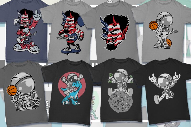 100 Cartoon Tshirt Designs Bundle #2