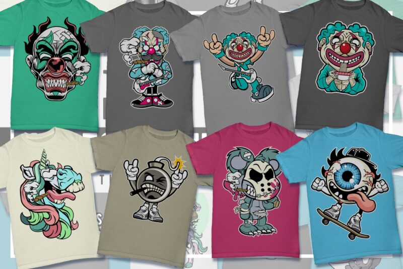 100 Cartoon Tshirt Designs Bundle #2