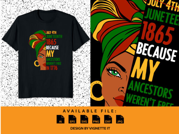 July 4th juneteenth 1865 because my ancestors weren’t free in 1776, juneteenth independent day shirt print template vector clipart