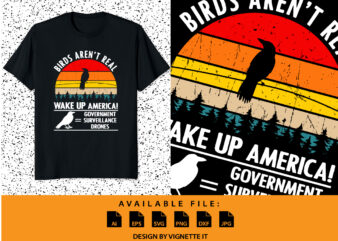 Birds aren’t real wake up America! Government surveillance drones t shirt template
