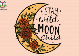 Stay wild moon child Sublimation t shirt template vector