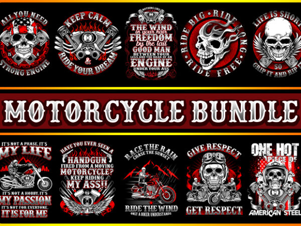Motorcycle bundle t shirt designs for sale