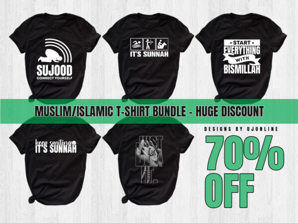 Muslim, islamic t-shirt design bundle, instant download, just dua it, connect yourself, its sunnah, keep smiling