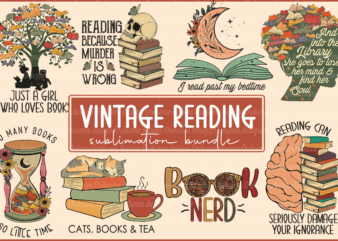 Vintage reading Sublimation Bundle t shirt vector art