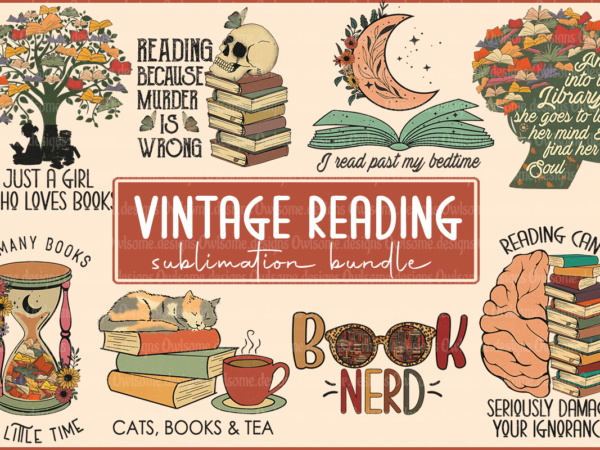 Vintage reading sublimation bundle t shirt vector art