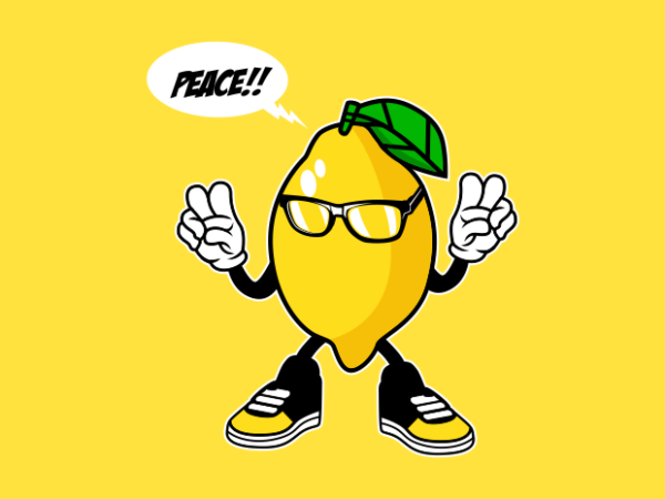 Peace lemon cartoon t shirt illustration