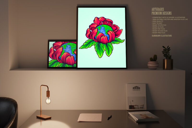 Happy international earth day with flourish ornate