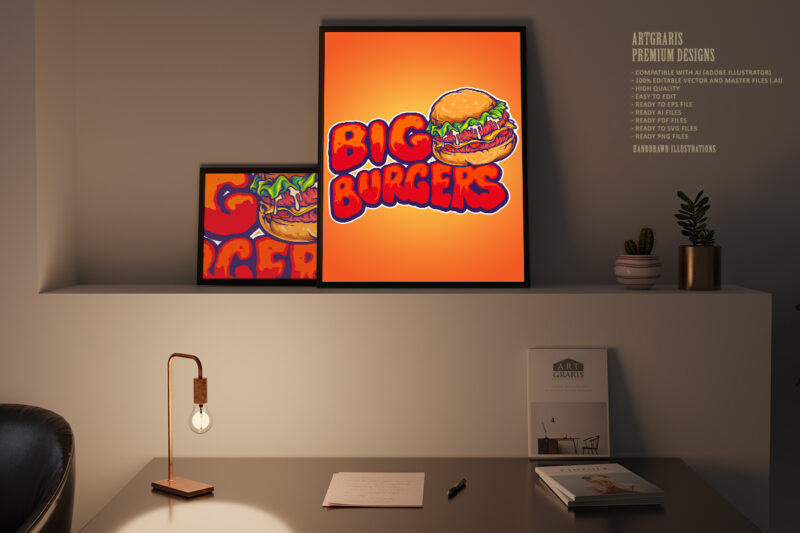 Delicious big burger fast food Logo Restaurant