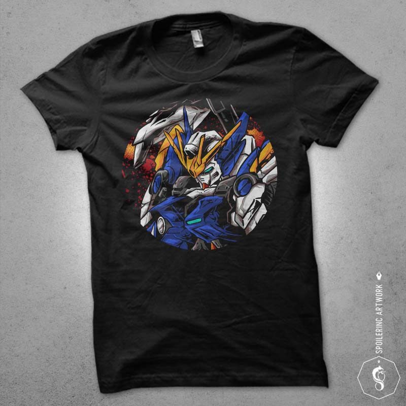 japanese robot gundam illustration tshirt design bundles