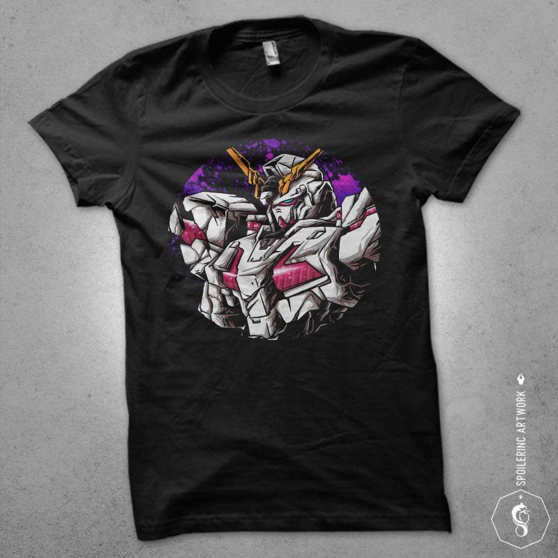 japanese robot gundam illustration tshirt design bundles