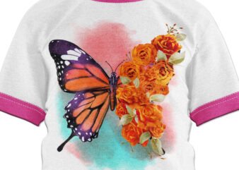 Floral butterfly t-shirt design for sublimation, gtg and transfer