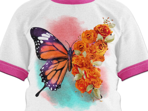 Floral butterfly t-shirt design for sublimation, gtg and transfer