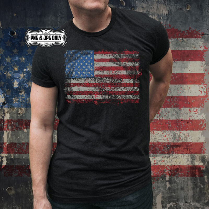 Distressed USA Flag – Commercial Use T-shirt Design
