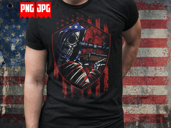 Us military sniper skull – patriotic t-shirt design