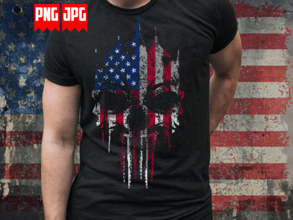 Us flag punisher skull design