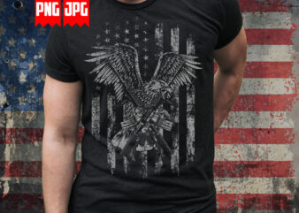 Us patriotic eagle guns t-shirt sublimation design