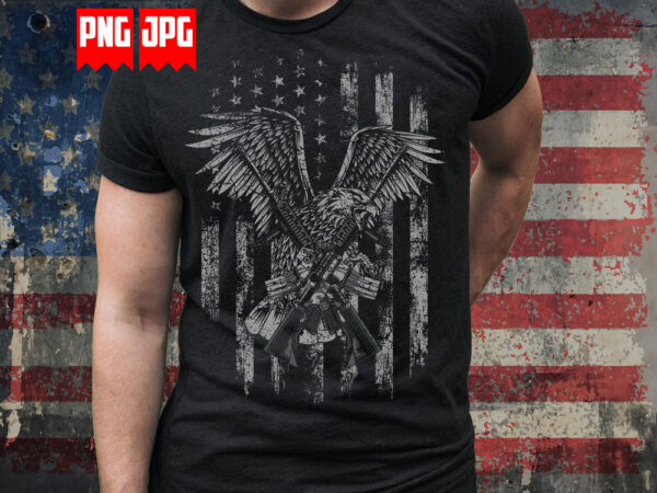 Us patriotic eagle guns t-shirt sublimation design