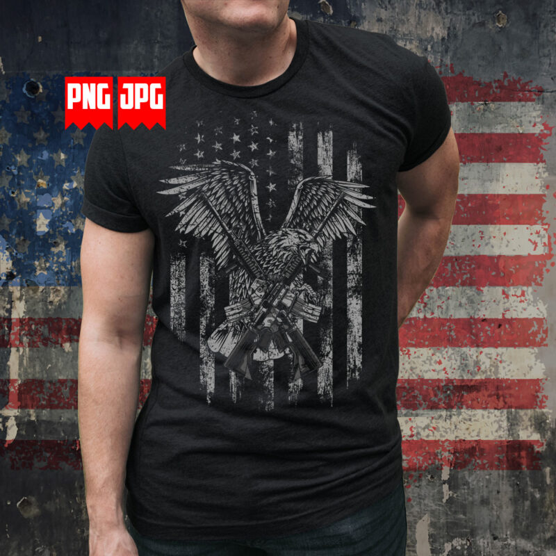 US Patriotic Eagle Guns T-shirt Sublimation Design