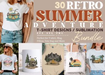 Retro summer adventure t-shirt designs sublimation bundle, Beach t shirt design, Outdoor t shirt design, Travel t shirt design, Retro t shirt design,