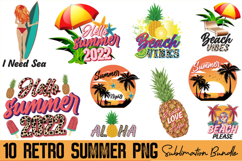 Retro Summer Png Sublimation Bundle