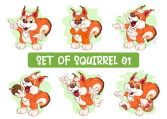 Set of Cartoon Squirrel _ 01. Clipart.