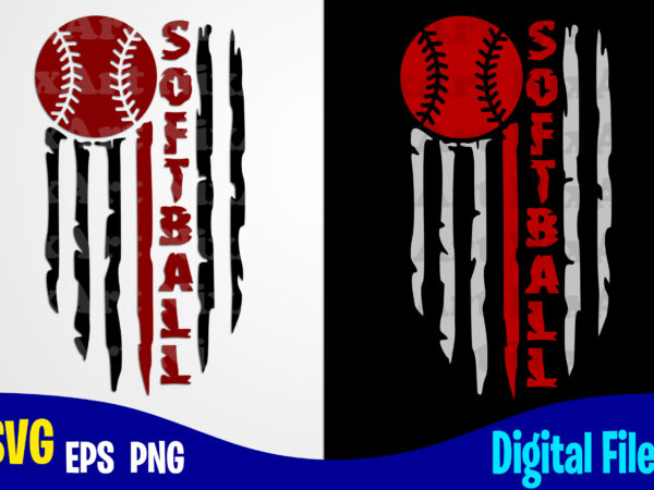 Softball usa flag, softball svg, sports svg, softball design svg eps, png files for cutting machines and print t shirt designs for sale t-shirt design png