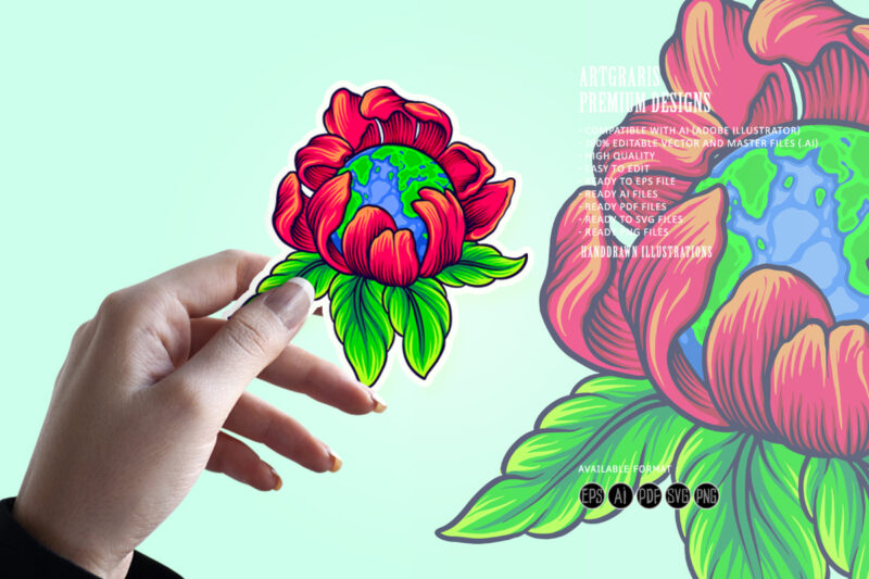 Happy international earth day with flourish ornate