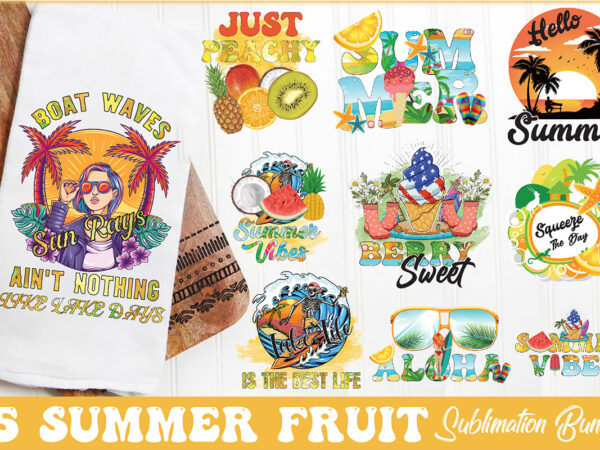 Summer fruit sublimation bundle t shirt template vector