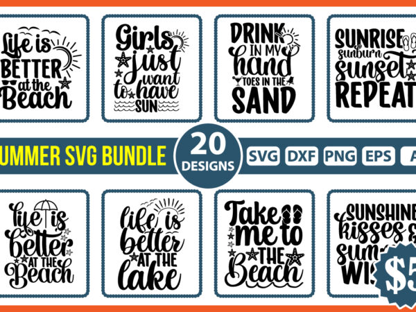 Summer svg bundle t shirt vector illustration