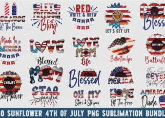 Sunflower 4th of July Png Sublimation Bundle