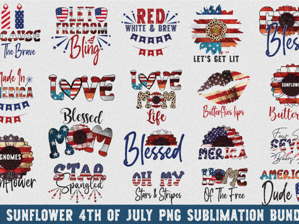 Sunflower 4th of july png sublimation bundle t shirt template vector
