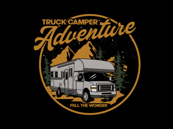 Truck camper adventure t shirt designs for sale